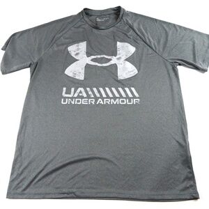 Men UNDER ARMOUR Loose Heat Gear Gray Activewear TShirt Size XL